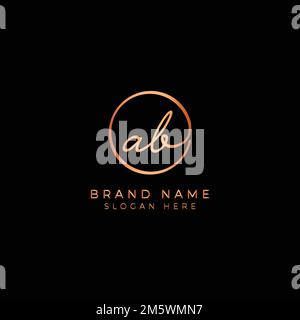 A B AB Initial letter handwritten and signature vector logo. Business template in round shape line art Stock Vector
