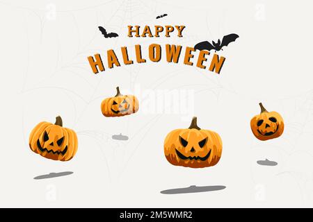 Happy Halloween background with Jack O'Lantern and bat elements vector Stock Vector