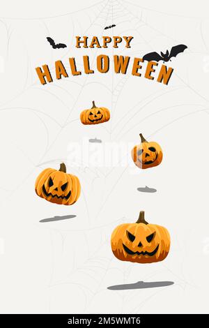 Happy Halloween background with Jack O'Lantern and bat elements vector Stock Vector