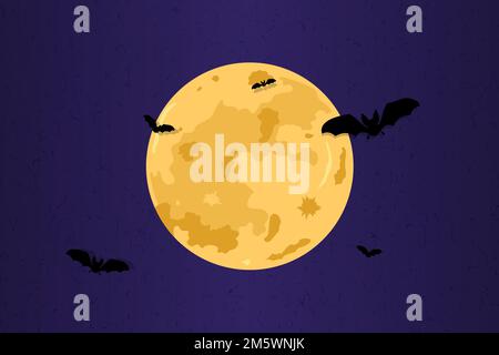 Full moon pattern on purple Halloween background vector Stock Vector