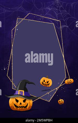 Jack O'Lantern frame on purple background vector Stock Vector