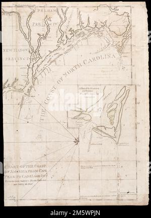 Plan of the entrance into Cape Fear harbour, North Carolina 1775 Stock ...