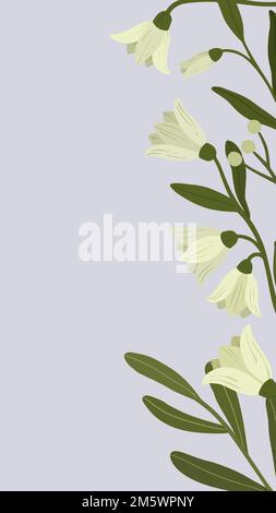 White botanical copy space on a purple phone background vector Stock Vector