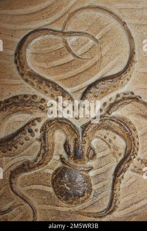 Octopus Stone Carving in London's Natural History Museum Stock Photo