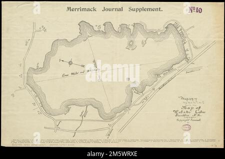 Map of Webster Lake, Franklin, N.H. At head of map: Merrimack Journal supplement. Oriented with north toward the left. Printed in the Merrimack Journal, May 30, 1890. Buildings and owners identified.... , New Hampshire  , Merrimack  ,county   , Webster Lake Stock Photo