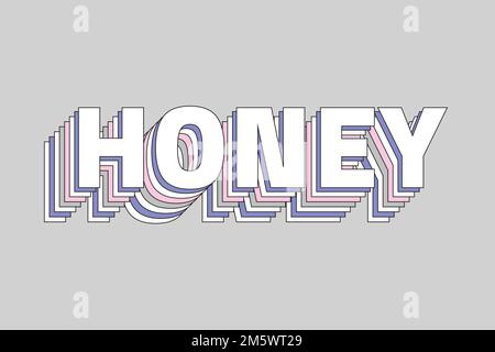 Vector love layered typography retro word Stock Vector
