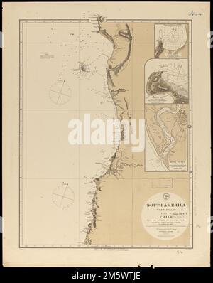 South America, west coast : republication of Brit. Admty. chart no. 1374, with additions to 1876. Relief shown by hachures and spot heights. Depths shown by soundings. Insets: Port Quidico or Neña -- Queule Bay -- River Tolten... Chile, Cape San Antonio to Tucapel Point. Chile, Cape San Antonio to Tucapel Point, Chile  , Biobío  ,region   , Quidico, Caleta  ,cove  Chile  , Los Lagos  ,region   , Queule, Bahía  ,bay  Chile  , Araucanía  ,region   , Toltén, Río  ,river Stock Photo