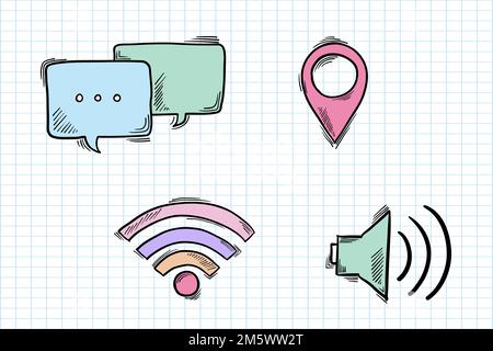 Funky social media icon vector doodle sticker Stock Vector