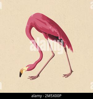 Vectorized pink flamingo bird on a beige background Stock Vector