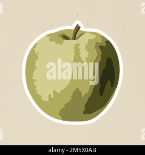 Vectorized green apple fruit sticker with white border design resource Stock Vector