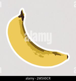 Vectorized banana fruit sticker overlay with a white border design element Stock Vector