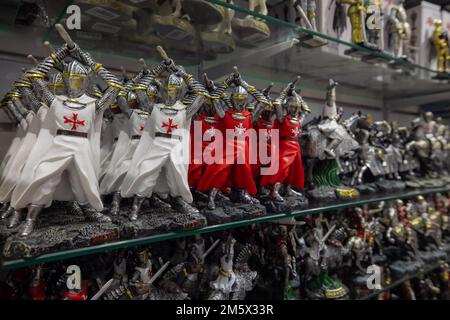 Maltese soldiers in toy size. Collection of toy soldiers with maltese cross on them, in white red and black color. Stock Photo