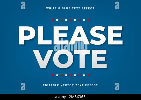 White and blue editable vector text effect template Stock Vector