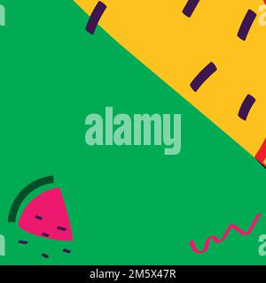 Watermelon fruit on a neon green memphis background design resource Stock Vector