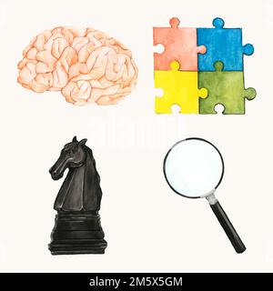 Hand drawn strategy and team stickers set vector Stock Vector