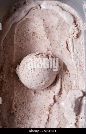 Homemade Ice Cream With Chocolate Chips. Refreshing Dessert For Gourmets. Stracciatella. Stock Photo