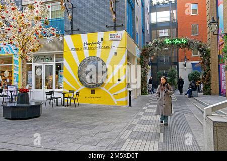 Exterior view of the new Stanfords store travel shop storefront in Mercer Walk Covent Garden  London England UK Great Britain  KATHY DEWITT Stock Photo