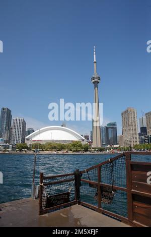 July 10 2022, Toronto Ontario Canada. Rogers Centre from the water taxi. Luke Durda/Alamy Stock Photo