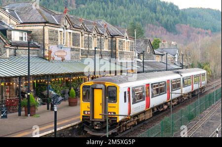 Betws Y Coed Train Station, County Conwy, North Wales. Image taken in December 2021. Stock Photo