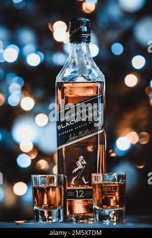 Johnnie Walker Black Label Scotch Whisky Stock Photo