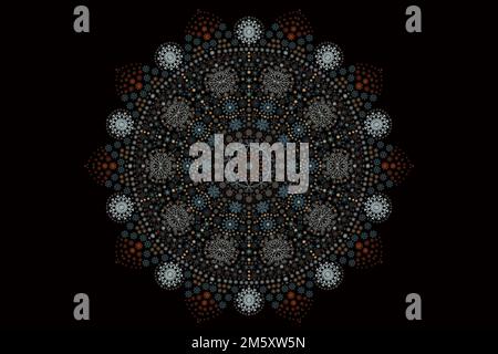 oriental mandalas from snowflakes as multicolored, happy new year card, snowflake Stock Photo