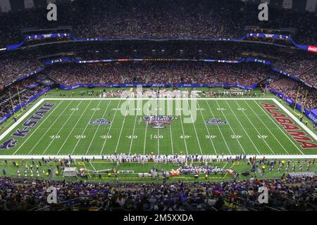 December 31, 2022: Alabama and Kansas St. battle it out during the 89th annual Allstate Sugar Bowl between the Alabama Crimson Tide and the Kansas St. Wildcats at the Caesars Superdome in New Orleans, LA. Jonathan Mailhes/CSM Stock Photo