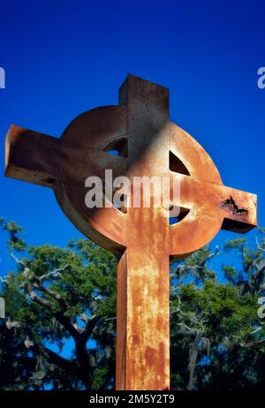 A Hurricane Katrina Memorial stands on the former site of Episcopal Church of the Redeemer, Dec. 28, 2022, in Biloxi, Mississippi. Stock Photo