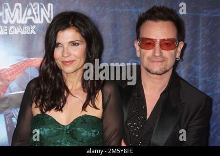 U2's Bono and wife Ali Hewson attend the opening night performance of 'SPIDER-MAN Turn Off The DarK' at The Foxwoods Theatre in New York City on June 14, 2011.  Photo Credit: Henry McGee/MediaPunch Stock Photo