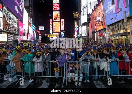 New York, United States. 31st Dec, 2022. People gather to celebrate New Year's Eve in Times Square in New York City on Saturday, December 31, 2022. Photo by Gabriele Holtermann/UPI Credit: UPI/Alamy Live News Stock Photo