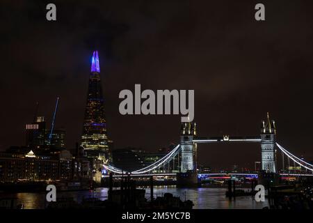 The Shard, London, UK. 1st Jan 2023. New Year celebrations commence with a countdown clock displayed on the Shard. Credit: Stuart Robertson/Alamy Live News Stock Photo
