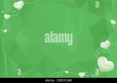 Vector heart border green prism pattern background Stock Vector