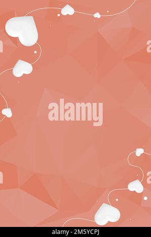 Vector heart string border prism pattern peach background Stock Vector