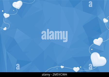 Vector heart string border blue prism pattern background Stock Vector