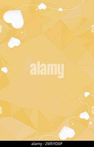 Vector heart string border yellow prism pattern background Stock Vector