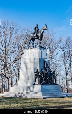 A Winter Afternoon on Confederate Avenue, Gettysburg National Military Park, Pennsylvania USA, Gettysburg, Pennsylvania Stock Photo