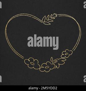 Vector golden botanical heart shaped frame Stock Vector