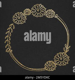 Vector floral wreath frame gold effect Stock Vector