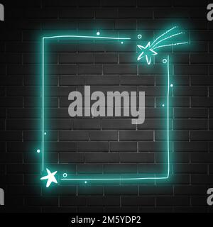 Planet space neon frame vector green Stock Vector