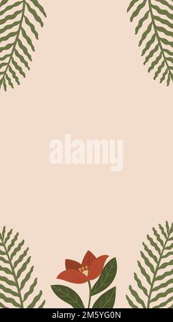 Botanical red flower copy space on a peach phone background vector Stock Vector