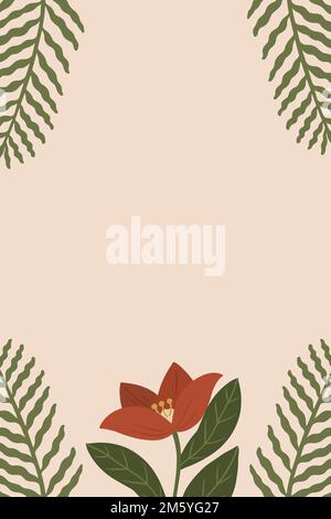 Botanical red flower copy space on a peach background vector Stock Vector