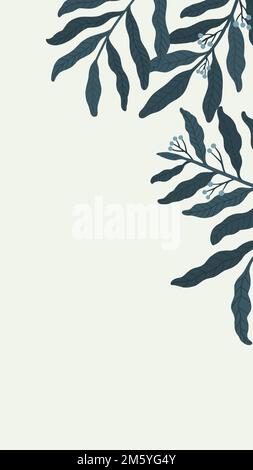 Botanical leafy copy space on a cream phone background vector Stock Vector