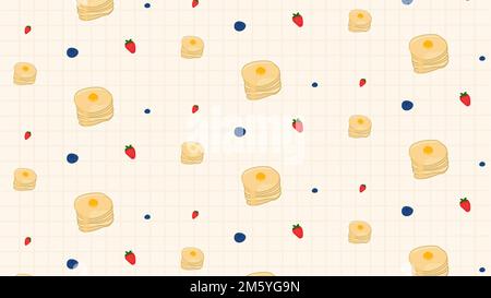 Vector seamless pancake strawberry blueberry pattern background Stock Vector