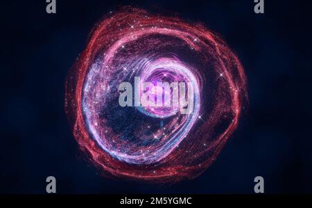 Colorful nebula with density glowing particles, 3d rendering. Digital drawing. Stock Photo