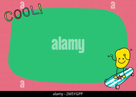 Cute skateboarder with cool word on a pink frame vector Stock Vector