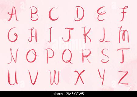 Alphabet set vector cursive capital calligraphy font Stock Vector