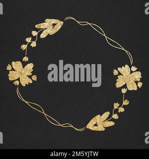 Vector floral wreath frame gold effect Stock Vector
