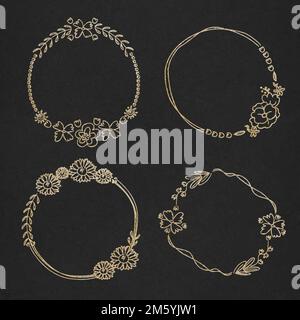 Vector gold effect round frame set Stock Vector