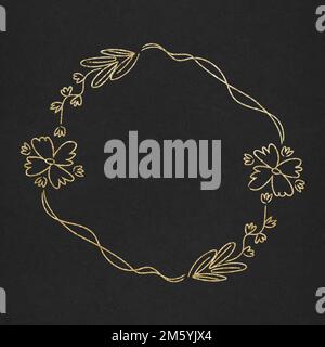 Vector floral wreath frame gold effect Stock Vector