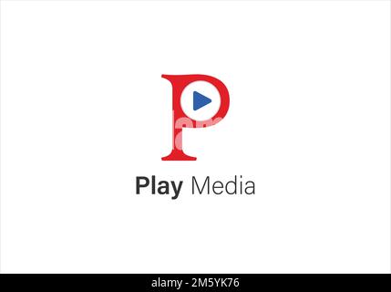 letter P media logo design template, letter P media logo design vector illustration Stock Vector