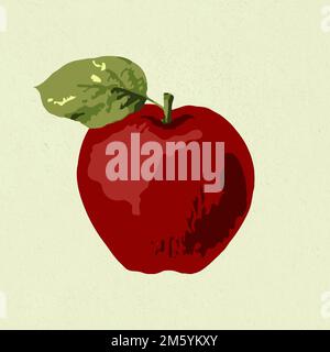 Vectorized red apple on a green background Stock Vector